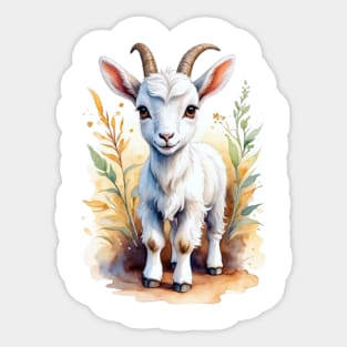 Gentle Grazer: Watercolor Goat on the Farm Sticker